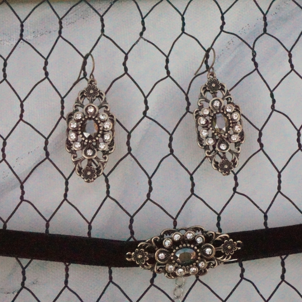 Handmade Filagree Choker and Earring Set